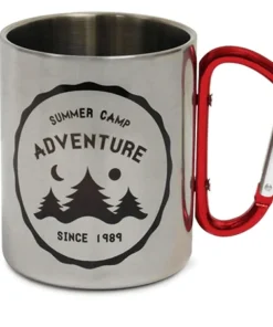 Personalised Metal Mug with Carabiner Handle